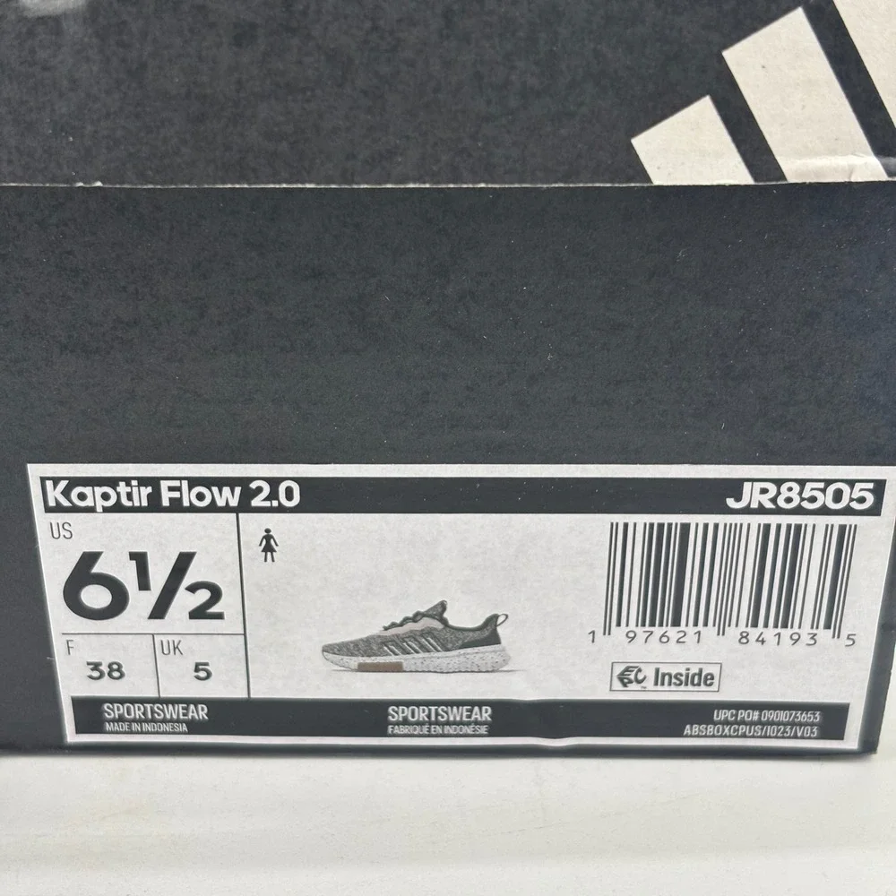 Adidas Kaptir Flow 2.0 Women 6.5 White Black Knit Cloudfoam JR8505 NIB Running